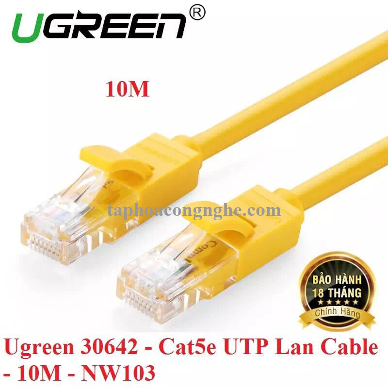 Ugreen 30642 10M màu Vàng Cáp mạng LAN CAT5E UPT NW103 30030642